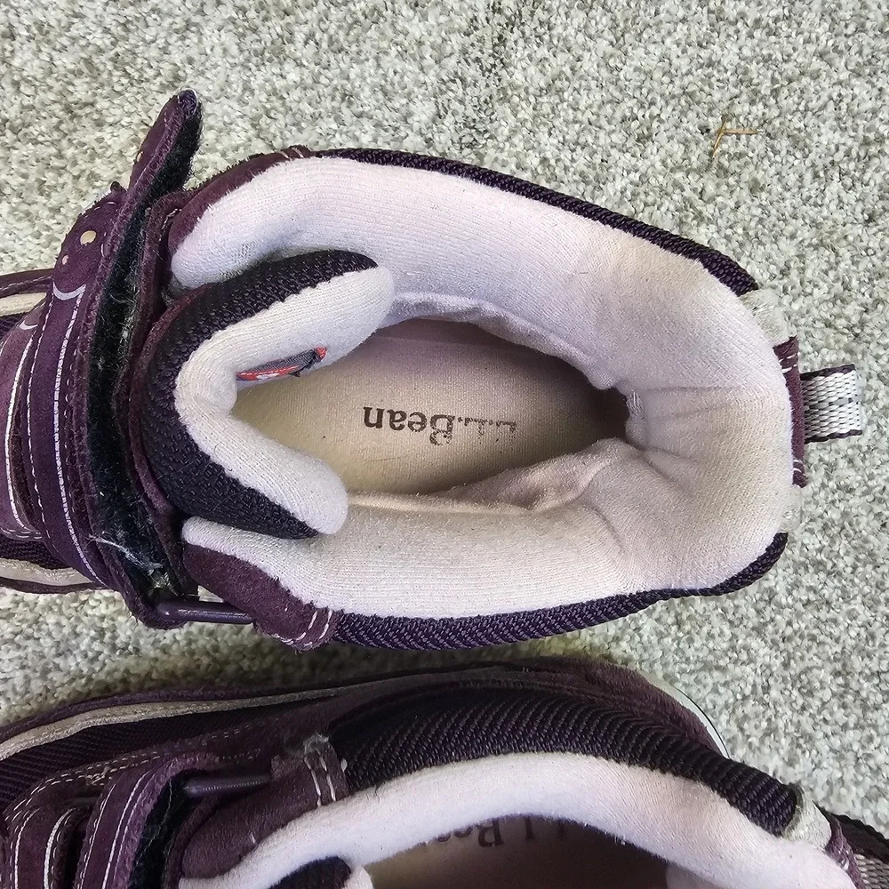 LL Bean Womens Sz 7M Tek 2.5 Waterproof Primaloft 200G Purple Suede 3 Strap Boot